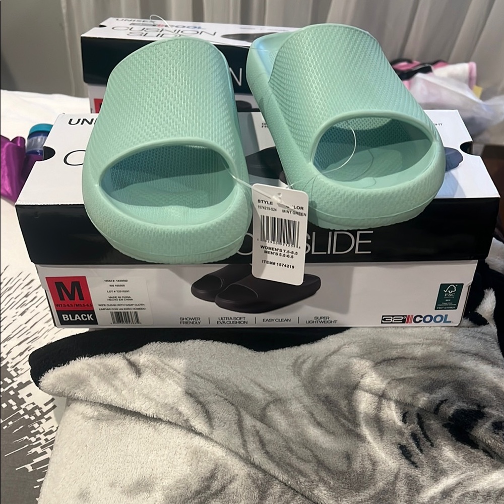 Mint Green Slide Sandals